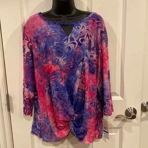 Ruby Rd. Pink and Blue Floral Top